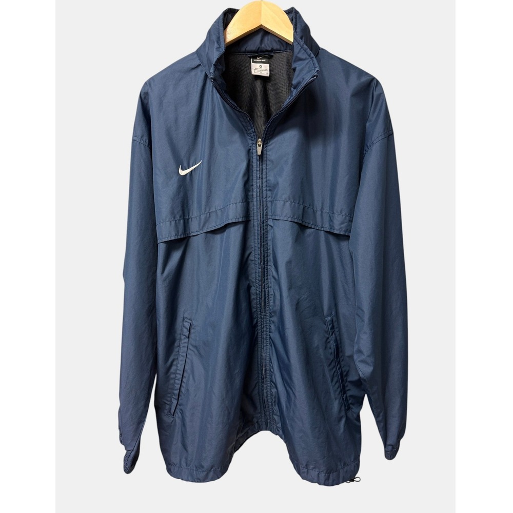 Nike Windbreaker Jacket Mens XL Navy Blue Storm-FIT Full Zip Hooded Sportswear